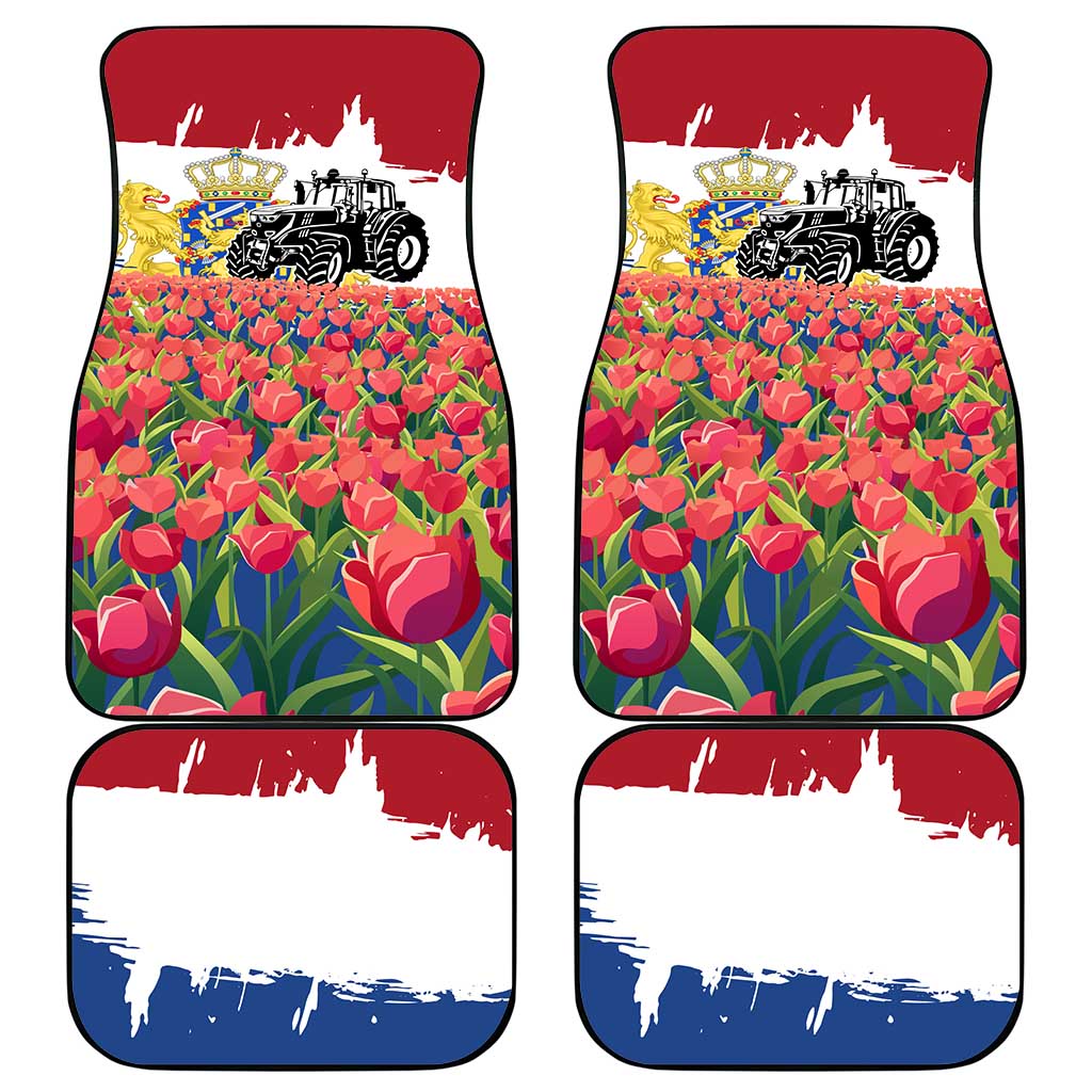 Netherlands Farm Landscape Car Mats with Tractor and Tulips