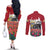 Netherlands Farm Landscape Couples Matching Off The Shoulder Long Sleeve Dress and Long Sleeve Button Shirt with Tractor and Tulips