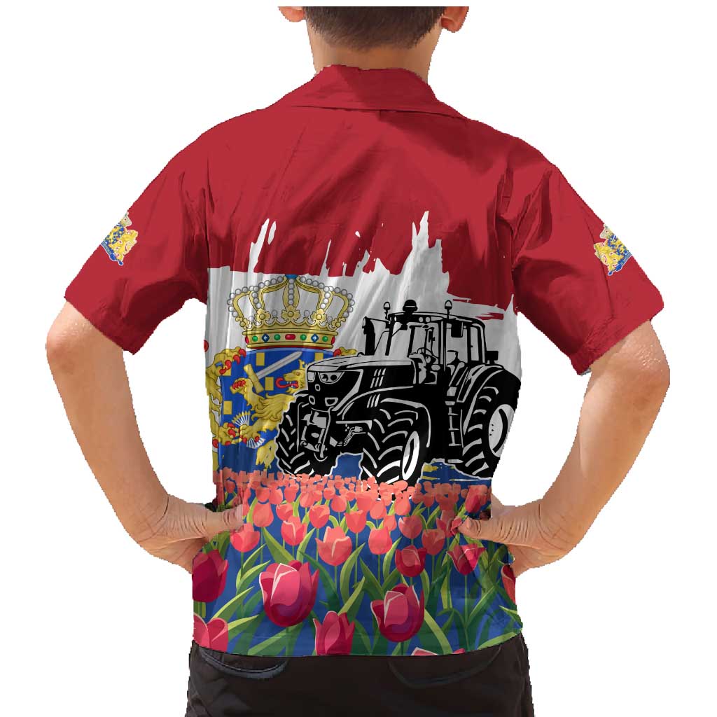 Netherlands Farm Landscape Family Matching Mermaid Dress and Hawaiian Shirt with Tractor and Tulips