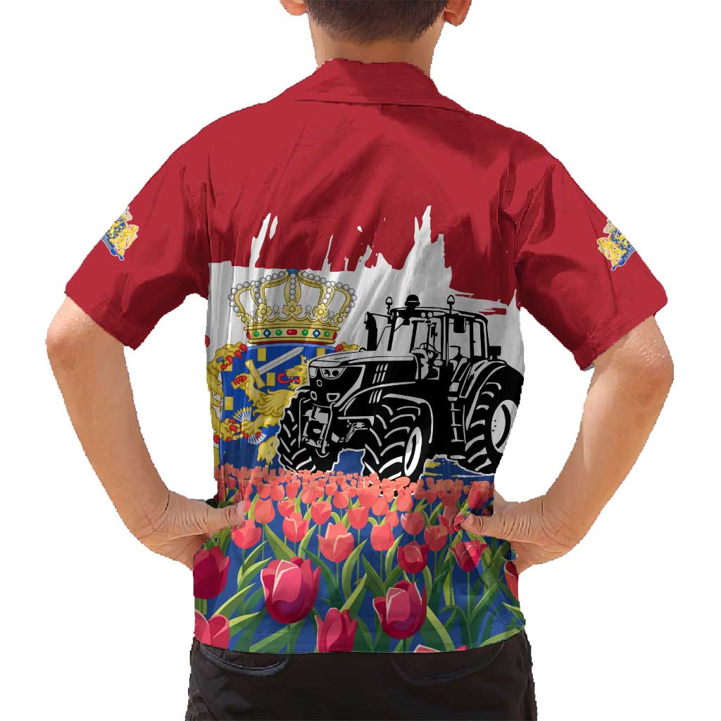Netherlands Farm Landscape Family Matching Puletasi and Hawaiian Shirt with Tractor and Tulips