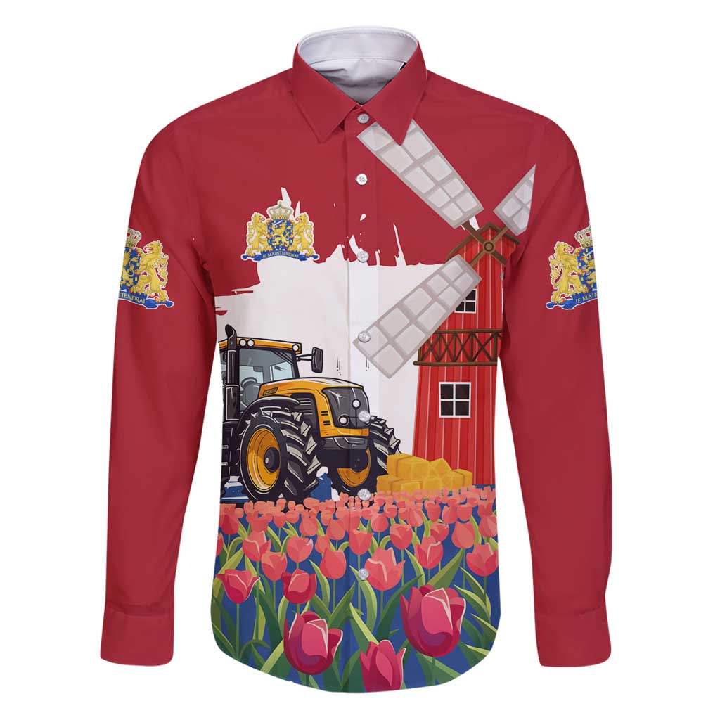 Netherlands Farm Landscape Family Matching Puletasi and Hawaiian Shirt with Tractor and Tulips