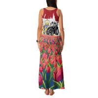 Netherlands Farm Landscape Family Matching Tank Maxi Dress and Hawaiian Shirt with Tractor and Tulips