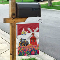 Netherlands Farm Landscape Garden Flag with Tractor and Tulips