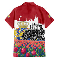Netherlands Farm Landscape Hawaiian Shirt with Tractor and Tulips