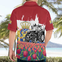 Netherlands Farm Landscape Hawaiian Shirt with Tractor and Tulips