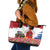 Netherlands Farm Landscape Leather Tote Bag with Tractor and Tulips