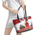 Netherlands Farm Landscape Leather Tote Bag with Tractor and Tulips