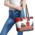 Netherlands Farm Landscape Leather Tote Bag with Tractor and Tulips