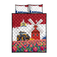 Netherlands Farm Landscape Quilt Bed Set with Tractor and Tulips