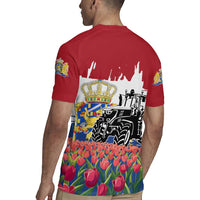 Netherlands Farm Landscape Rugby Jersey with Tractor and Tulips