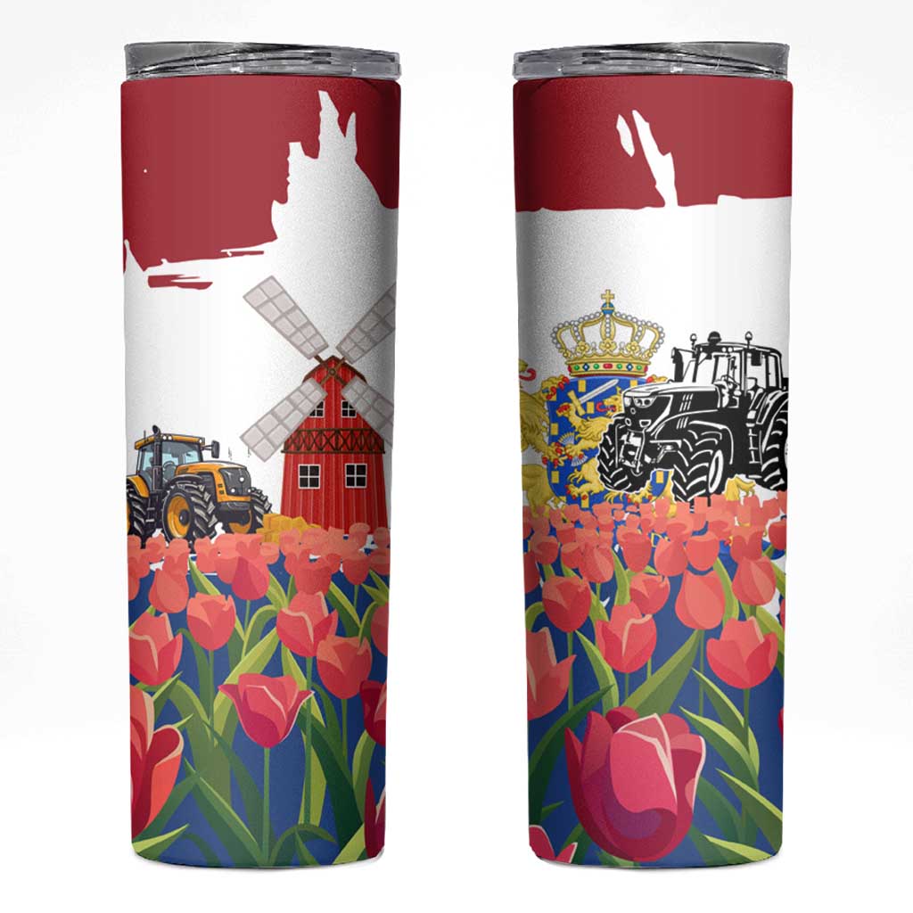 Netherlands Farm Landscape Skinny Tumbler with Tractor and Tulips