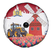 Netherlands Farm Landscape Spare Tire Cover with Tractor and Tulips