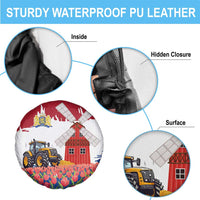 Netherlands Farm Landscape Spare Tire Cover with Tractor and Tulips