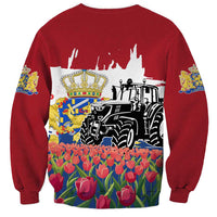 Netherlands Farm Landscape Sweatshirt with Tractor and Tulips