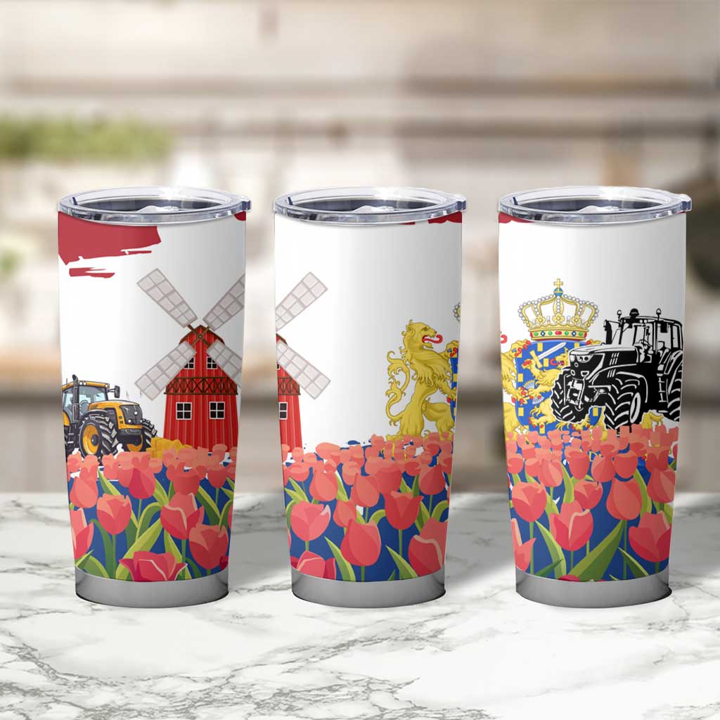 Netherlands Farm Landscape Tumbler Cup with Tractor and Tulips
