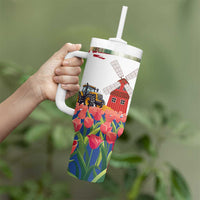 Netherlands Farm Landscape Tumbler With Handle with Tractor and Tulips