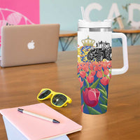 Netherlands Farm Landscape Tumbler With Handle with Tractor and Tulips