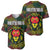 Togo Baseball Jersey with Red Lion Head Design and Traditional African Pattern