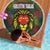 Togo Beach Blanket with Red Lion Head Design and Traditional African Pattern