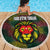 Togo Beach Blanket with Red Lion Head Design and Traditional African Pattern