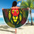 Togo Beach Blanket with Red Lion Head Design and Traditional African Pattern