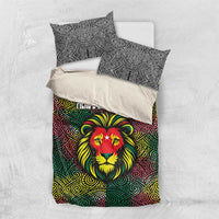 Togo Bedding Set with Red Lion Head Design and Traditional African Pattern