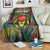 Togo Blanket with Red Lion Head Design and Traditional African Pattern