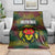 Togo Blanket with Red Lion Head Design and Traditional African Pattern