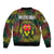 Togo Bomber Jacket with Red Lion Head Design and Traditional African Pattern