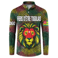 Togo Button Sweatshirt with Red Lion Head Design and Traditional African Pattern