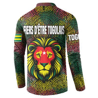 Togo Button Sweatshirt with Red Lion Head Design and Traditional African Pattern