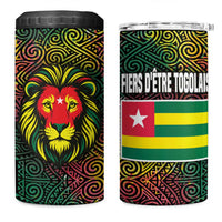 Togo 4 in 1 Can Cooler Tumbler with Red Lion Head Design and Traditional African Pattern
