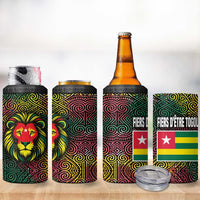 Togo 4 in 1 Can Cooler Tumbler with Red Lion Head Design and Traditional African Pattern