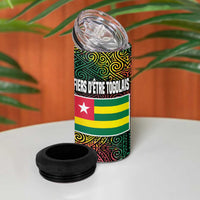 Togo 4 in 1 Can Cooler Tumbler with Red Lion Head Design and Traditional African Pattern