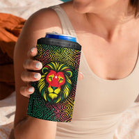 Togo 4 in 1 Can Cooler Tumbler with Red Lion Head Design and Traditional African Pattern