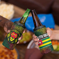 Togo 4 in 1 Can Cooler Tumbler with Red Lion Head Design and Traditional African Pattern