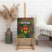 Togo Canvas Wall Art with Red Lion Head Design and Traditional African Pattern