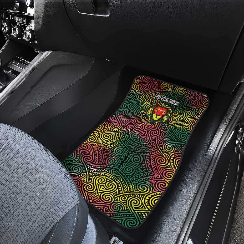 Togo Car Mats with Red Lion Head Design and Traditional African Pattern