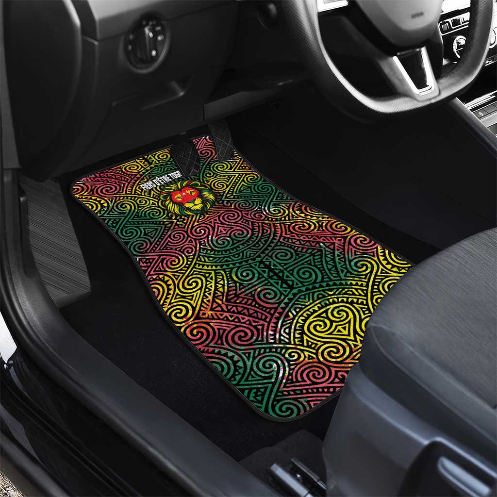 Togo Car Mats with Red Lion Head Design and Traditional African Pattern