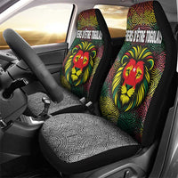 Togo Car Seat Cover with Red Lion Head Design and Traditional African Pattern