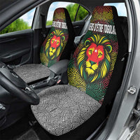Togo Car Seat Cover with Red Lion Head Design and Traditional African Pattern