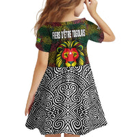 Togo Family Matching Long Sleeve Bodycon Dress and Hawaiian Shirt with Red Lion Head Design and Traditional African Pattern