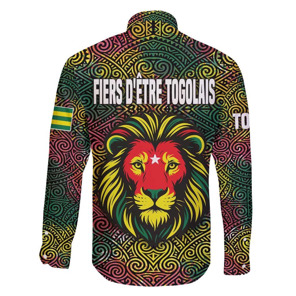 Togo Family Matching Long Sleeve Bodycon Dress and Hawaiian Shirt with Red Lion Head Design and Traditional African Pattern