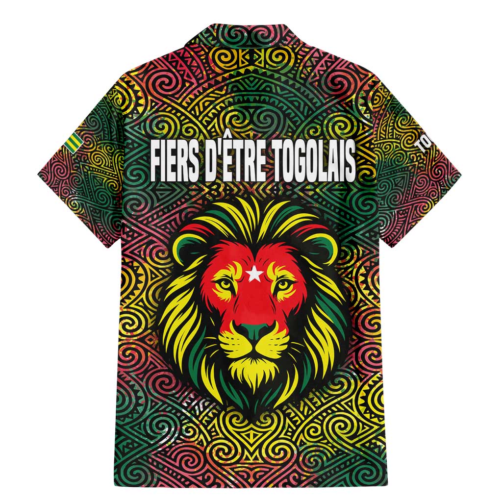 Togo Family Matching Mermaid Dress and Hawaiian Shirt with Red Lion Head Design and Traditional African Pattern