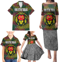 Togo Family Matching Puletasi and Hawaiian Shirt with Red Lion Head Design and Traditional African Pattern