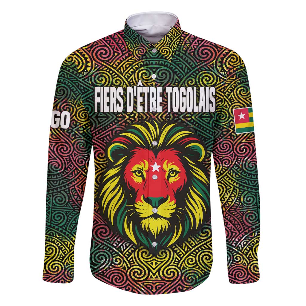 Togo Family Matching Short Sleeve Bodycon Dress and Hawaiian Shirt with Red Lion Head Design and Traditional African Pattern