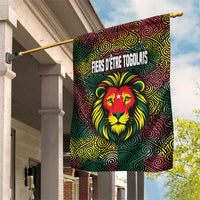 Togo Garden Flag with Red Lion Head Design and Traditional African Pattern