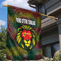 Togo Garden Flag with Red Lion Head Design and Traditional African Pattern