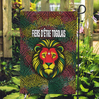 Togo Garden Flag with Red Lion Head Design and Traditional African Pattern