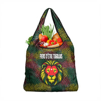 Togo Grocery Bag with Red Lion Head Design and Traditional African Pattern